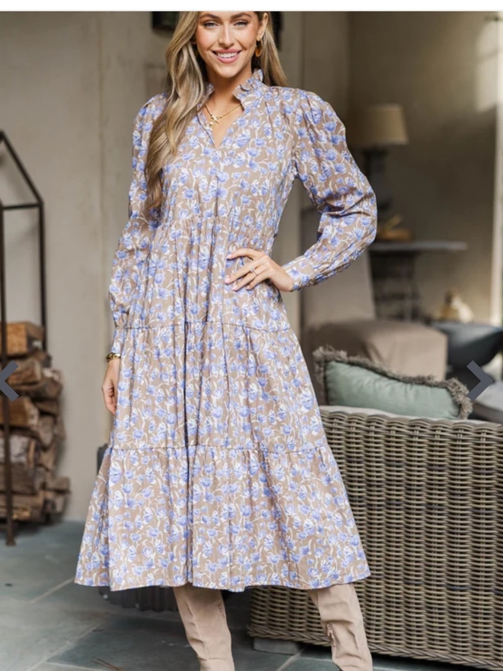 Shop The Mint Speaking Up Brown Floral Midi Dress Size Small